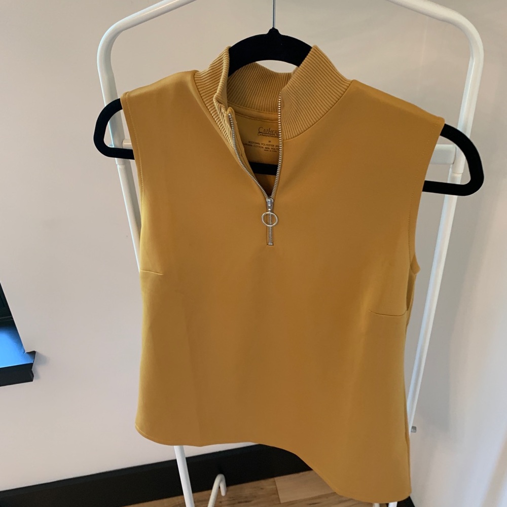 Mustard zip tank top